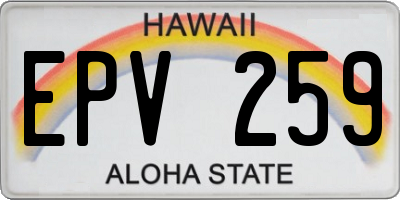 HI license plate EPV259