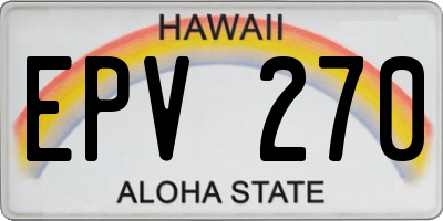 HI license plate EPV270
