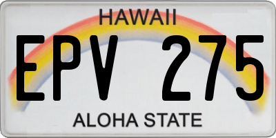 HI license plate EPV275
