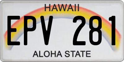 HI license plate EPV281