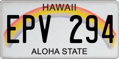 HI license plate EPV294