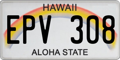 HI license plate EPV308