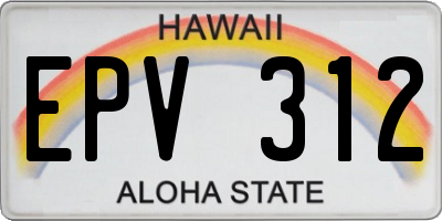 HI license plate EPV312