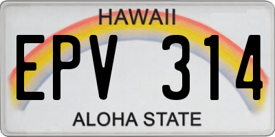 HI license plate EPV314