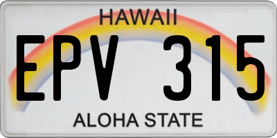 HI license plate EPV315