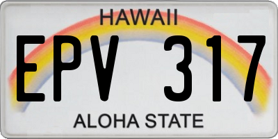 HI license plate EPV317
