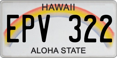 HI license plate EPV322