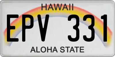 HI license plate EPV331