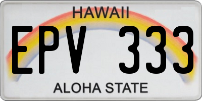 HI license plate EPV333