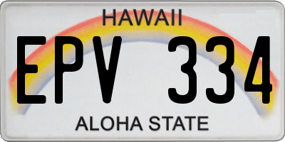 HI license plate EPV334