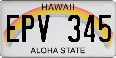 HI license plate EPV345