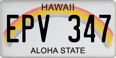 HI license plate EPV347