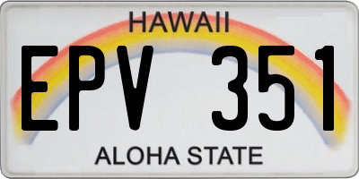 HI license plate EPV351