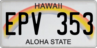 HI license plate EPV353