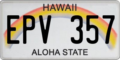 HI license plate EPV357