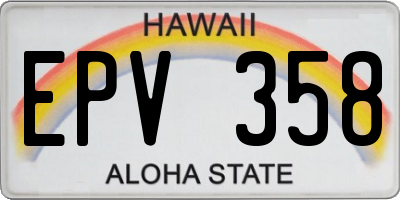 HI license plate EPV358