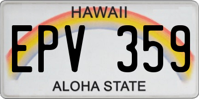 HI license plate EPV359