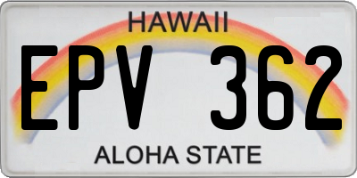 HI license plate EPV362