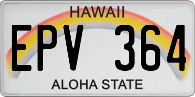 HI license plate EPV364