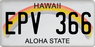 HI license plate EPV366