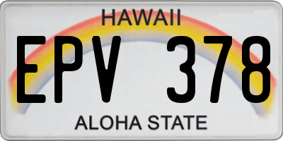 HI license plate EPV378
