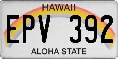 HI license plate EPV392