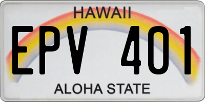 HI license plate EPV401