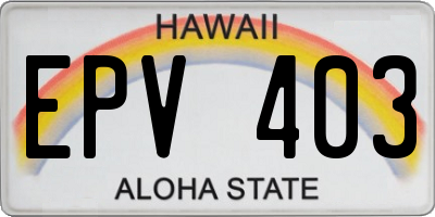 HI license plate EPV403