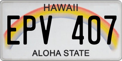 HI license plate EPV407