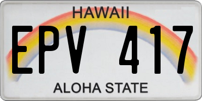 HI license plate EPV417