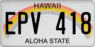 HI license plate EPV418