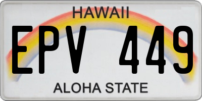 HI license plate EPV449