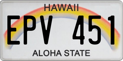 HI license plate EPV451