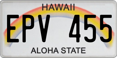 HI license plate EPV455