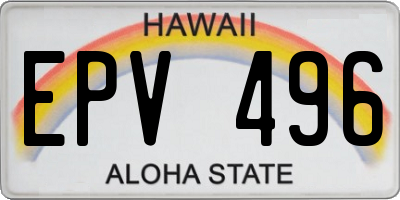 HI license plate EPV496