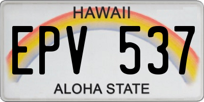 HI license plate EPV537
