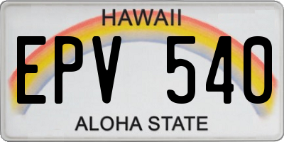 HI license plate EPV540