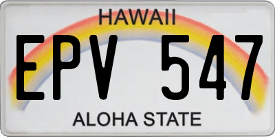 HI license plate EPV547