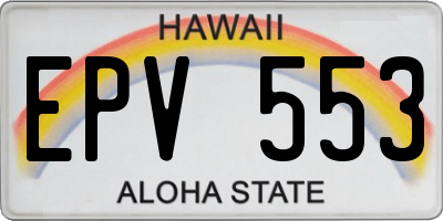 HI license plate EPV553