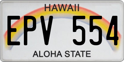 HI license plate EPV554