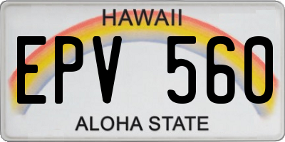 HI license plate EPV560