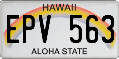 HI license plate EPV563