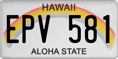 HI license plate EPV581