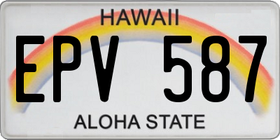 HI license plate EPV587