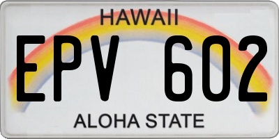 HI license plate EPV602