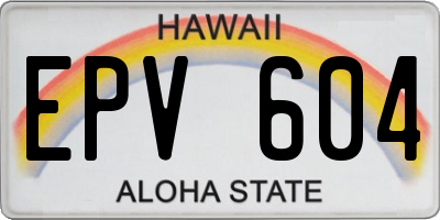 HI license plate EPV604