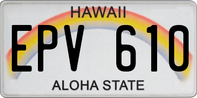 HI license plate EPV610