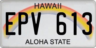 HI license plate EPV613