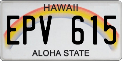 HI license plate EPV615