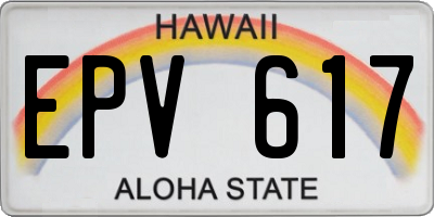 HI license plate EPV617